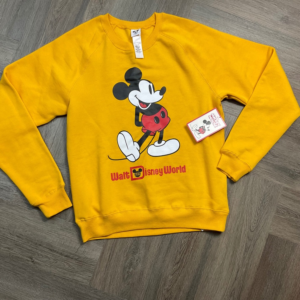NWT Walt Disney World Mickey Mouse‎ Sweatshirt Pullover Womens Small Yellow